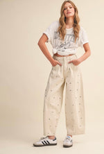 Load image into Gallery viewer, Denim Studded Barrel Jeans
