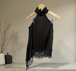 Load image into Gallery viewer, Black Lace Halter Neck Top
