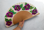 Load image into Gallery viewer, Purple Flower Hand Painted KOLORETE Hand Fan
