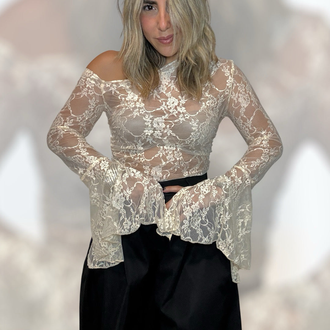 Lace off shoulder top
