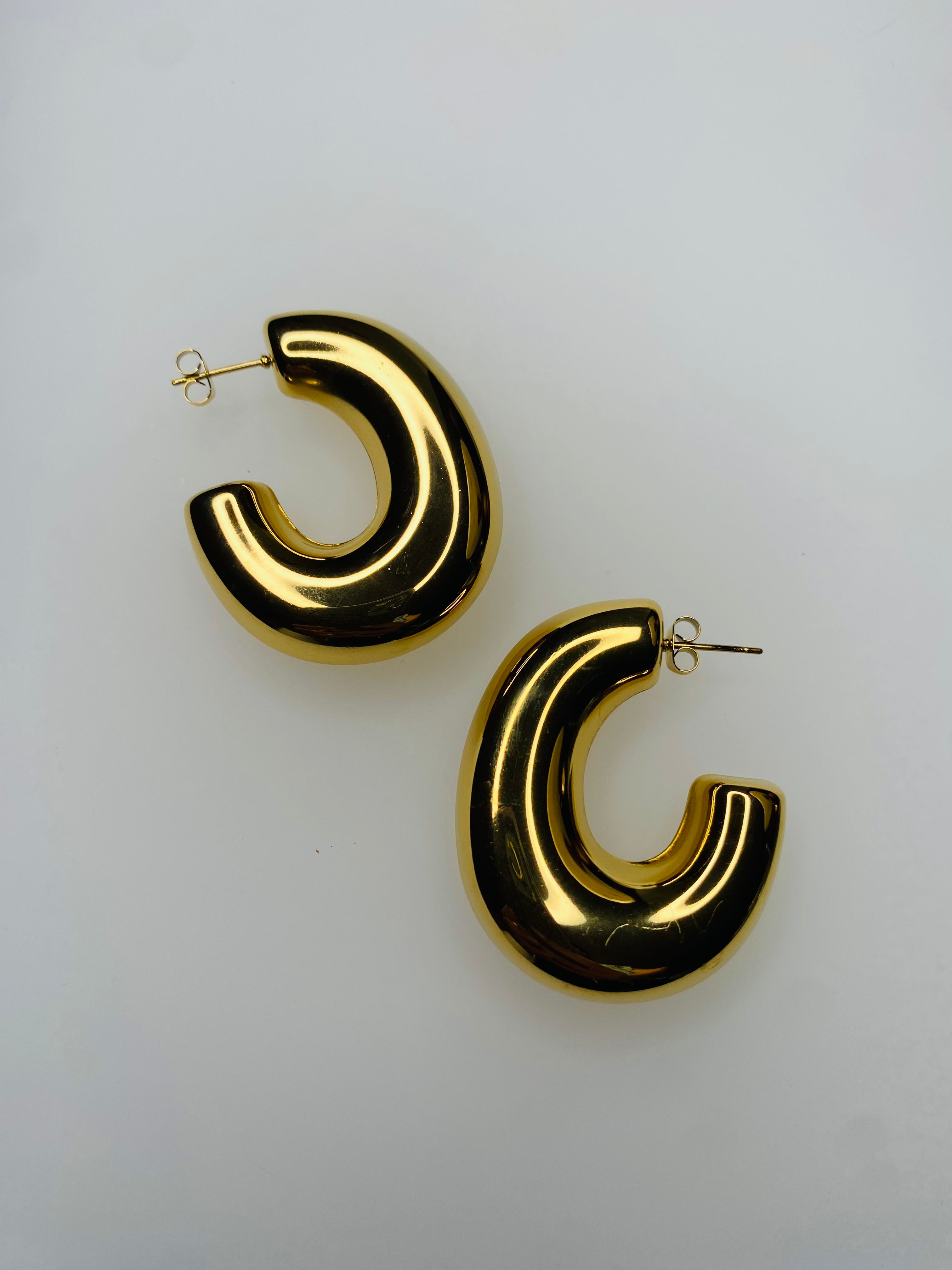 Chunky Open Hoops Earrings