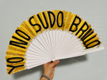 Load image into Gallery viewer, White Hand Painted Kolorete Medium Hand Fan
