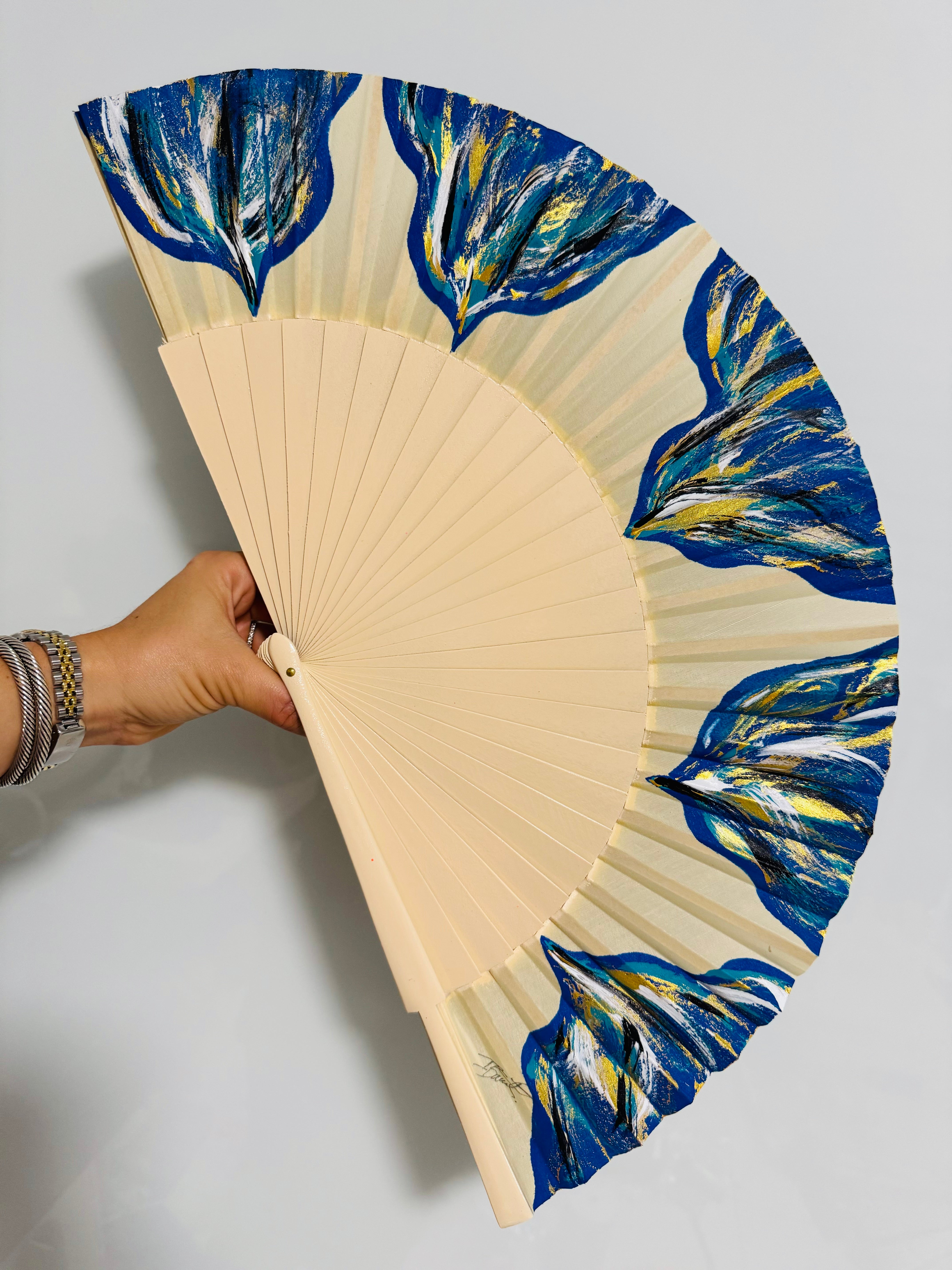 Ivory Hand Painted Medium Kolorete Hand Fan