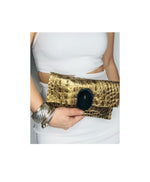 Load image into Gallery viewer, One of a Kind Gold Metallic Leather Clutch Bag
