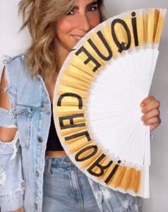 QUE CALOR Hand Painted Kolorete Medium Hand Fan
