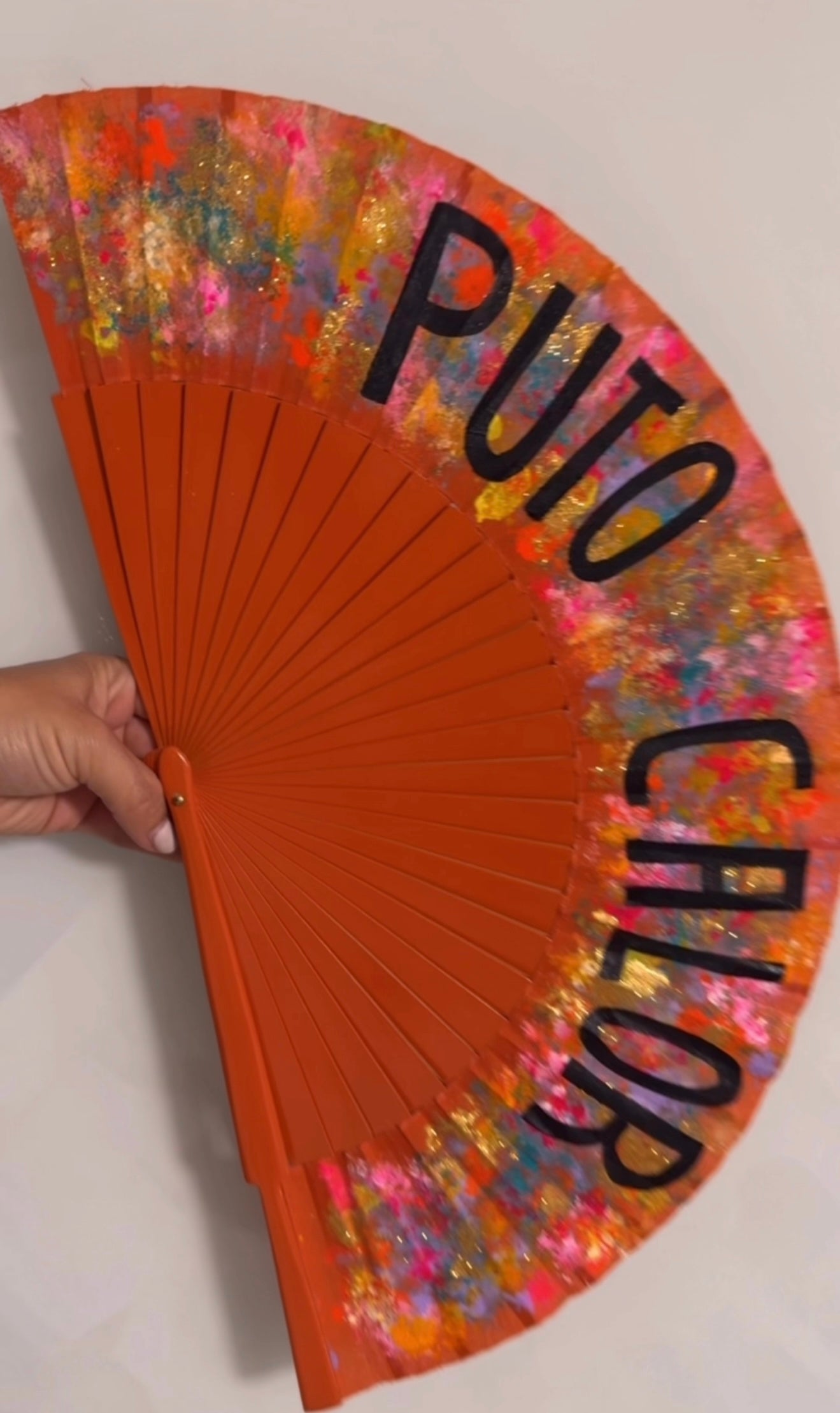 Puto Calor Orange Hand Painted Kolorete Han Fan