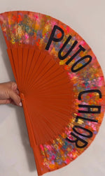 Load image into Gallery viewer, Puto Calor Orange Hand Painted Kolorete Han Fan
