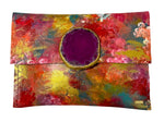 Load image into Gallery viewer, Multicolor KOLORETE Hand Painted Leather Clutch bag with crossbody chain
