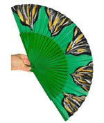 Load image into Gallery viewer, Green KOLORETE Hand Painted Hand Fan
