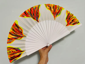 White Hand Painted Kolorete Medium Han Fan