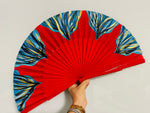 Load image into Gallery viewer, Red Hand Painted Kolorete Medium Hand Fan
