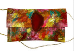 Load image into Gallery viewer, One of a Kind Multicolor Leather Hand Painted Kolorete Clutch Bag With Chain
