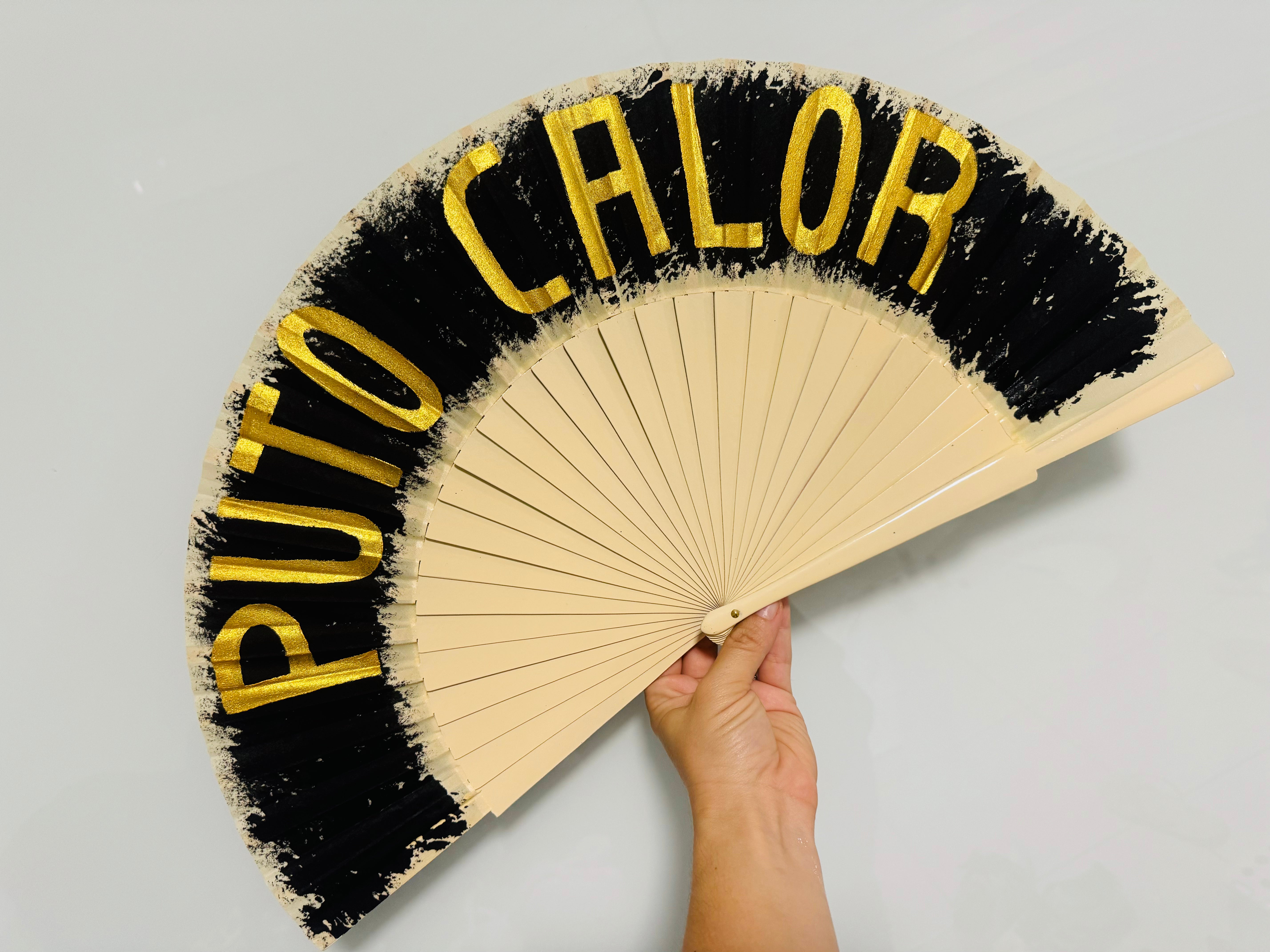 Neutral ivory Hand Painted Kolorete Hand Fan