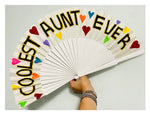 Load image into Gallery viewer, White Wood Hand Painted Medium Kolorete Hand Fan
