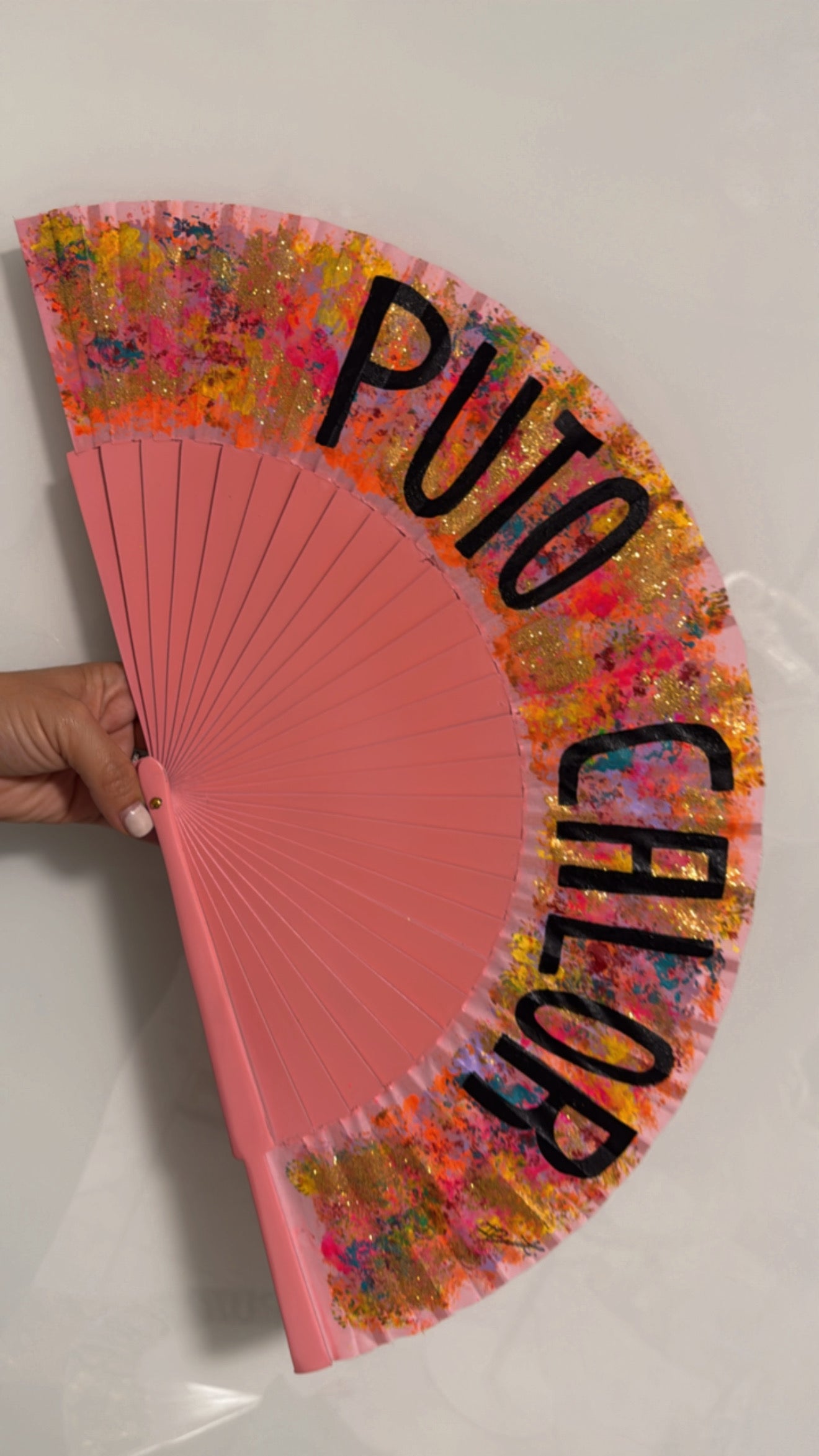 Pink PUTO CALOR Hand Painted Kolorete Hand Fan