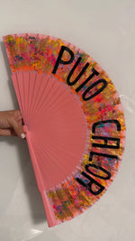 Load image into Gallery viewer, Pink PUTO CALOR Hand Painted Kolorete Hand Fan
