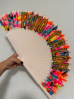 Load image into Gallery viewer, One of a kind PUTO CALOR Painted KOLORETE Hand Fan
