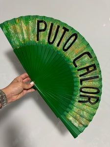 White Gold Glitter Hand Painted Kolorete Medium Han Fan