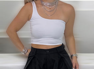 White Off-Shoulder crop top