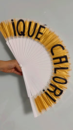 Load image into Gallery viewer, White Hand Painted Kolorete Medium Hand Fan
