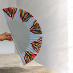 Load image into Gallery viewer, Blue Multicolored KOLORETE Hand Painted Hand Fan
