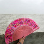 Load image into Gallery viewer, Light Pink Kolorete Hand Painted Hand Fan
