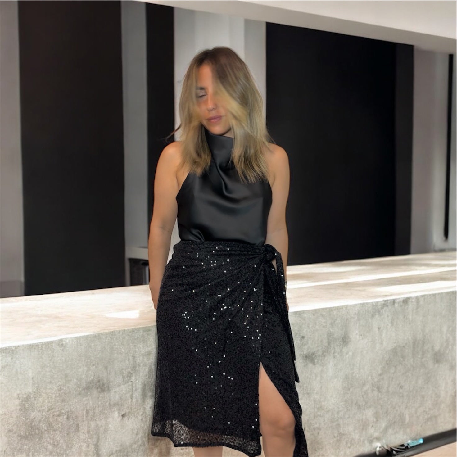 Mila Black Sequin Skirt