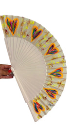 Load image into Gallery viewer, Multicolor Hearts Hand Painted Kolorete Hand Fan
