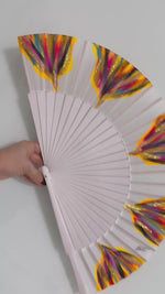 Load and play video in Gallery viewer, Neon Elegant KOLORETE Hand Painted Hand Fan
