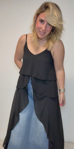 Load and play video in Gallery viewer, Black Ruffle Chiffon Top
