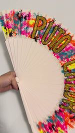 Load and play video in Gallery viewer, One of a kind PUTO CALOR Painted KOLORETE Hand Fan
