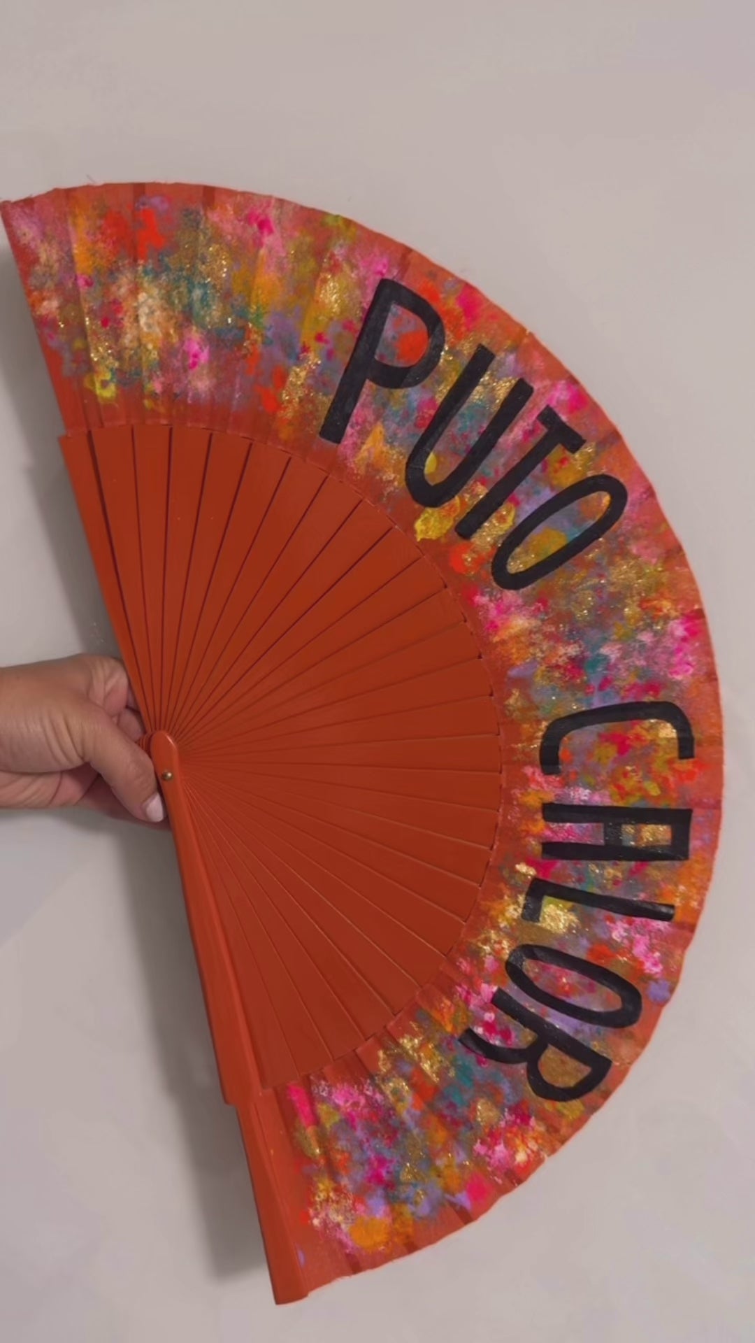 Puto Calor Orange Hand Painted Kolorete Han Fan