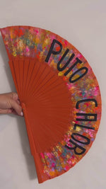 Load and play video in Gallery viewer, Puto Calor Orange Hand Painted Kolorete Han Fan

