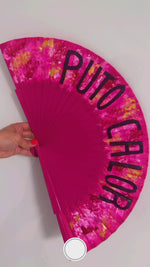 Load and play video in Gallery viewer, Puto Calor  Hand Painted KOLORETE Hand Fan
