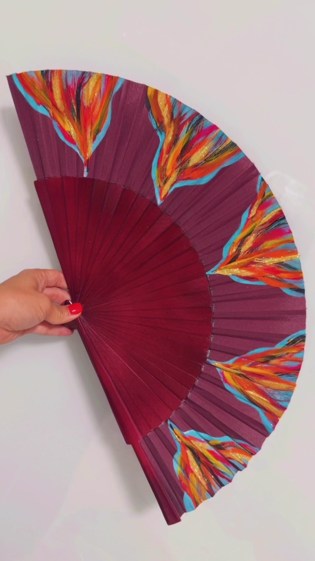 Wine Hand Painted KOLORETE Hand Fan